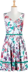 eShakti Watercolor Floral Tea Length Dress